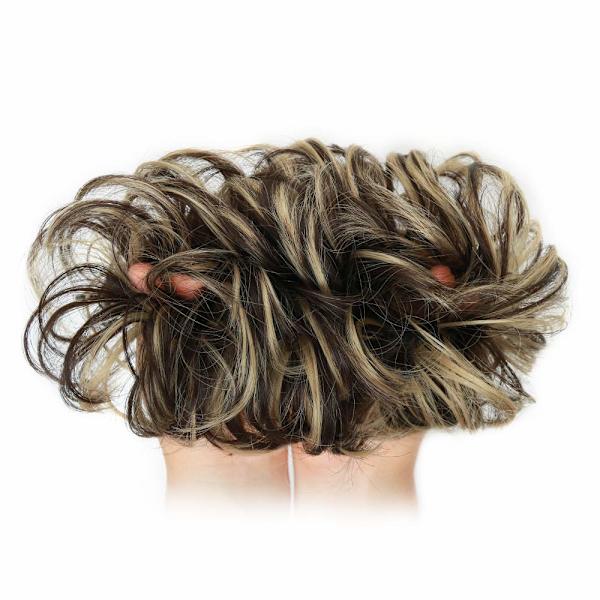 st Sotkuponihiusdonitsi Hiustenpidennykset Kihara Aaltoileva Sotkuinen Synteettinen Nuttura Naisille Kampauslisäke Dark Brown & Ash Blonde