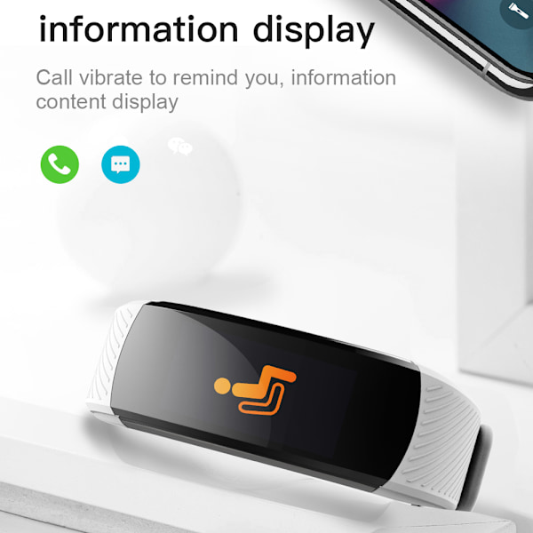 INF Aktivitetsarmband med puls, sömnmonitor, stegräknare IP67 Vit Hvid