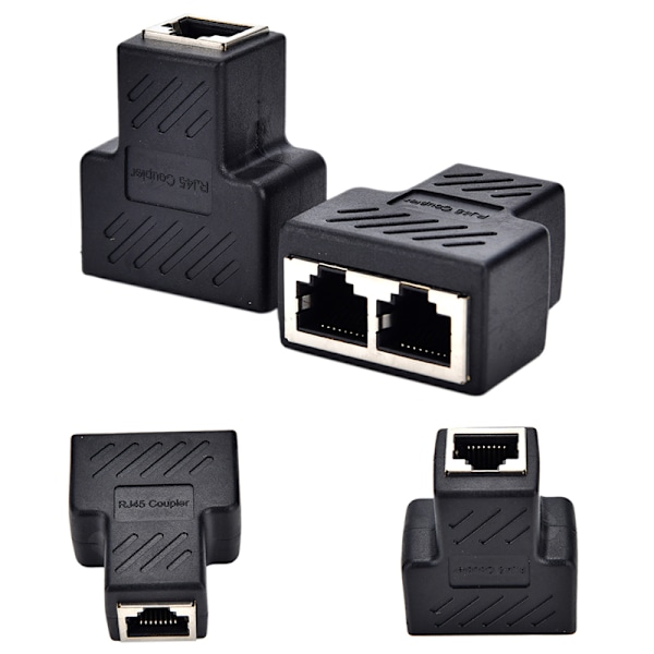 til 2 LAN Ethernet Netværkskabel RJ45 Splitter Stik Adapter