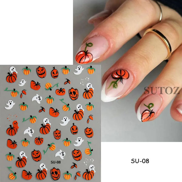 5D Punainen Paha Silmä Kynsi Tarra Prägätty Halloween Koriste Veri Hämähäkki Suunnittelu Centipede Skorpion Manikyyri Liukusäädin LEB5D-K257 SU-08