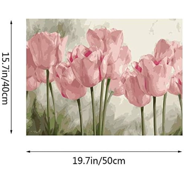 Måla efter nummer för vuxna 40x50 cm Rosa Tulpaner