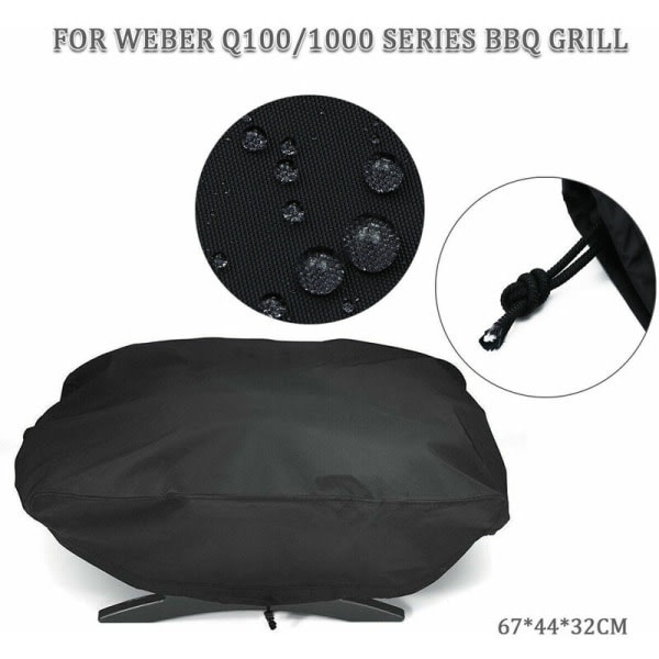 210D trekk for Weber Q1200 og 1000 gassgriller, passer Q1200, Q1400, Q1000, Q100, Q120, Baby Q, Anti-UV