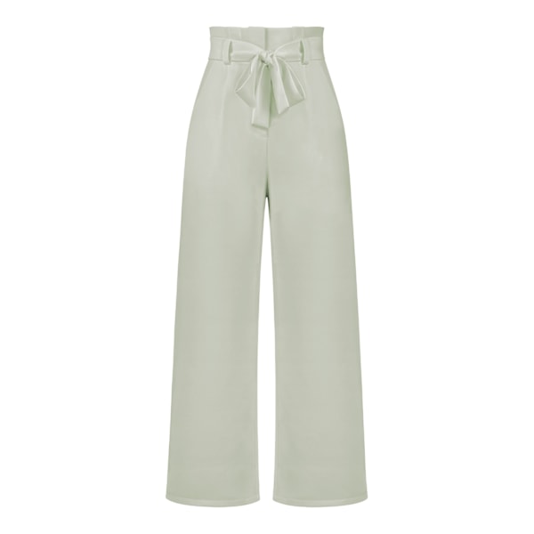 Women's suit pants, casual and versatile wide leg pants with belt temperament, commuting pants, summer Light green A L Light green A