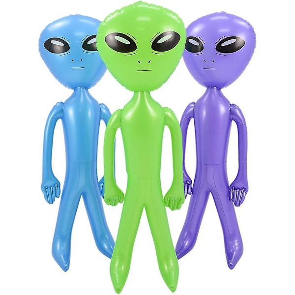 Gigant Ufo og oppustelig Alien 90 cm Marsbo Baby Alien rekvisit legetøj Halloween skræk fødselsdag rumfest dekoration blå Blue 1 Pcs