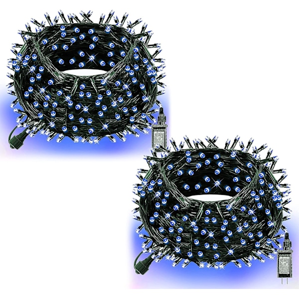 Lyse 20 meter 200 LED Julelys, Julelyskæde Sammenkobling Blå Blue 400 LEDs