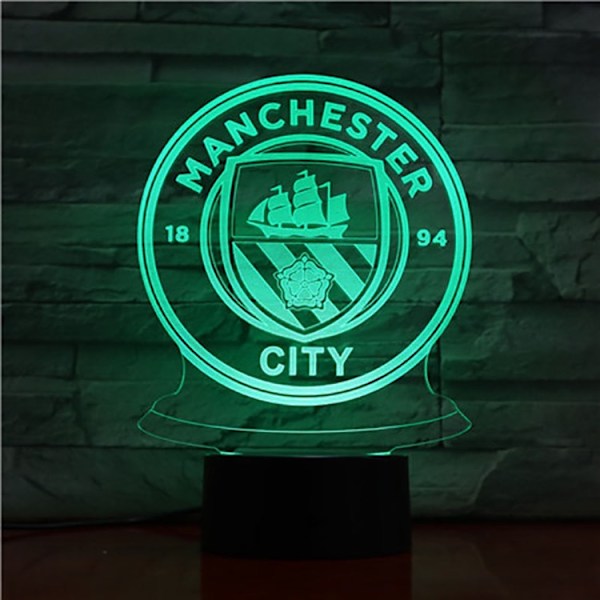 Manchester City FC USB 3D Anime Nattlampa Atmosfärisk LED Bordslampa Julklappar för Fotbollsälskare Dekorativ Lampa för Barn