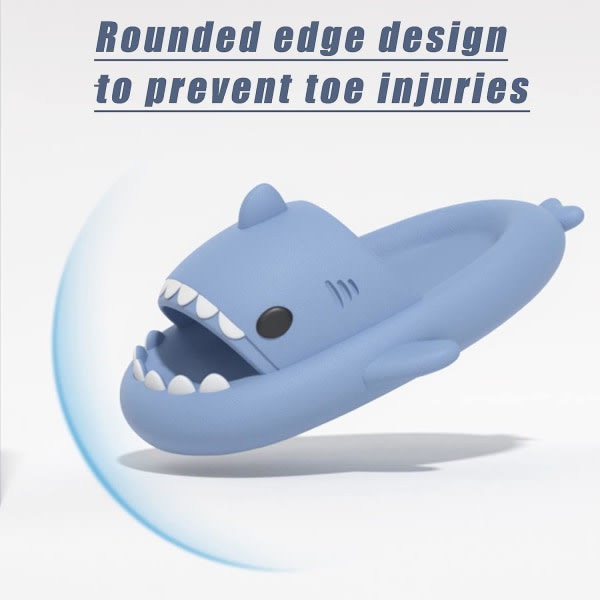 Tecknad haj supermjuka tofflor kvinnors halkfria inomhushem Blå 44-45 Blå 44-45