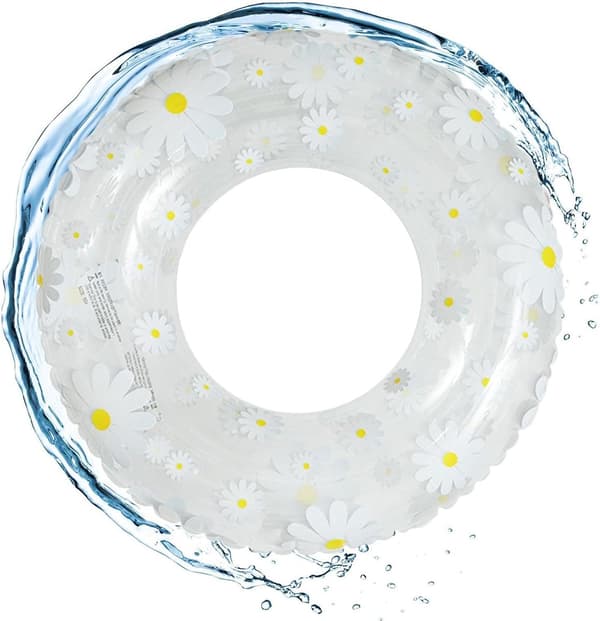 Uppblåsbar poolflotte för avkoppling i poolen, dubbel luftkammarstöd, ca 75 cm, transparent