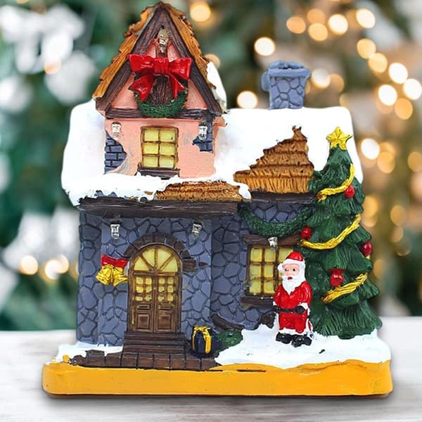 Anime Lysende Julehus, LED Miniatyr Julehus, Julehus Julepynt