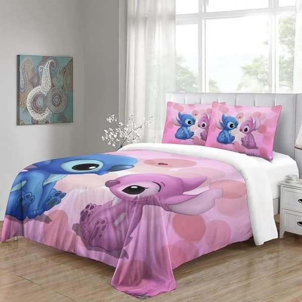 Sytt tryckt påslakan - Påslakan: 140x200cm, örngott: 50x75cm - Rosa - Lättskött