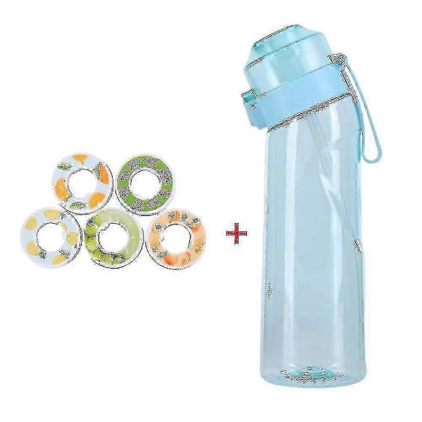 Smaksatt vannflaske med 7 smakskapsler Air Water Up-flaske Frost svart 650 ml Air Starter Up-sett Vannkopp for camping Sport