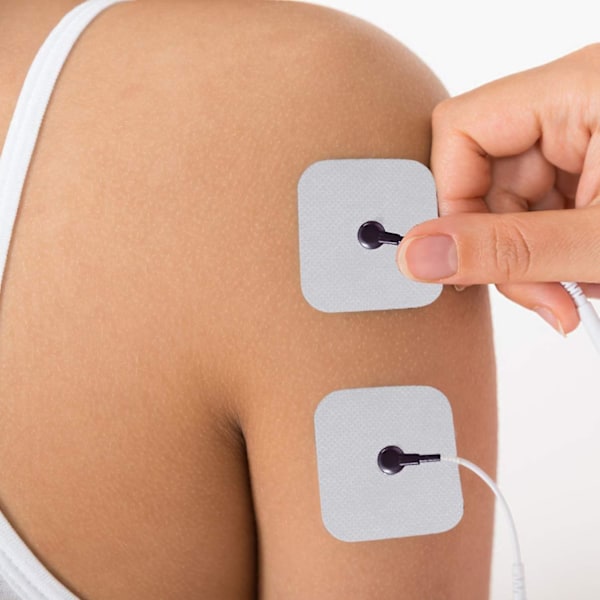 5x5cm 20 stk selvklebende TENS-pads passer BEURER Tens-enhet pads erstatning Tens-elektroder gjenbrukbare for elektroterapimassasje (hvit)