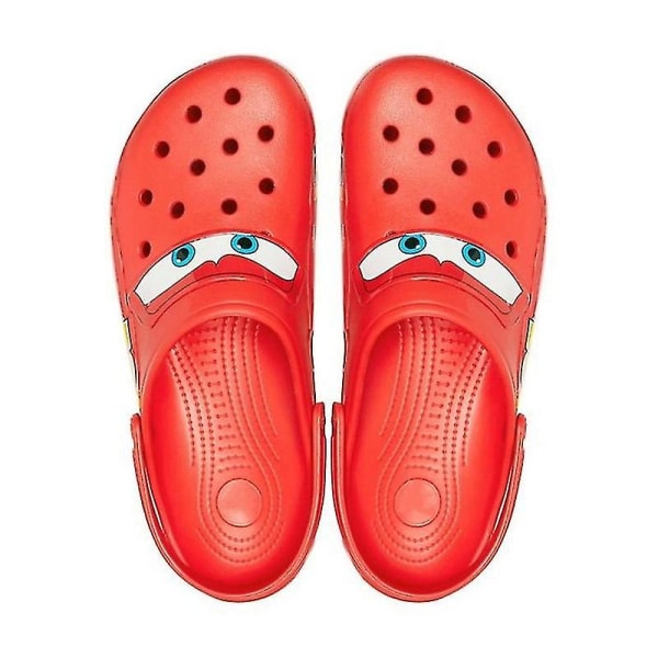 UNISEX Crocs Classic Clogs Lightning McQueen Bil Hål Skor Tofflor 100% Nya rød red 37