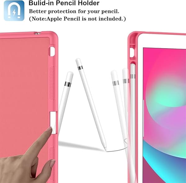 Supveco Skal för iPad 9:e/8:e/7:e generationen 10,2 tum (2021/2020/2019 Modell) med Pennhållare, Skydd för iPad 10,2 Tum - Vattenmelon