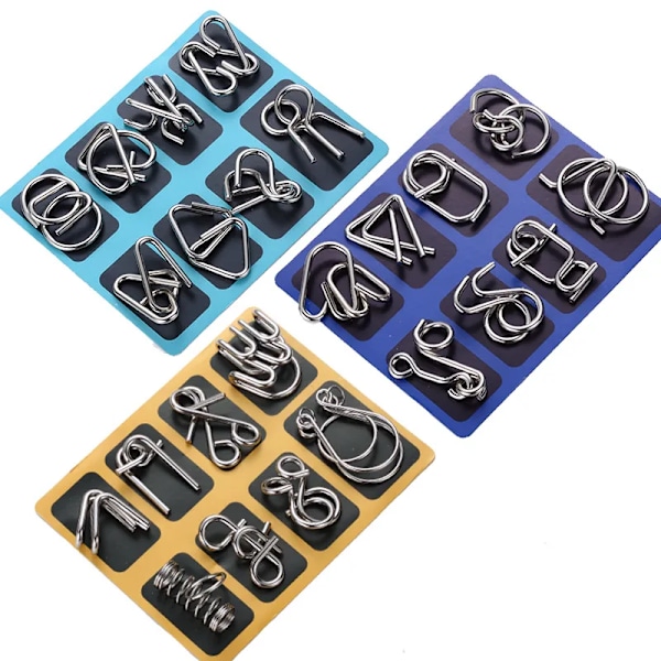 8 st/set IQ Metallpussel Hjärnträning Intelligens Lösningsring Montessori Pussel för Barn Vuxna Anti-Stress Fidget Leksak