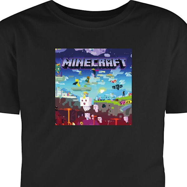 Lasten T-paita | Mukava Minecraft T-paita lapsille musta black 7-8 År