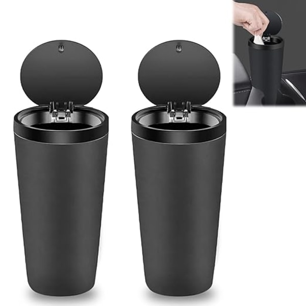Mini soptunna för fordon med lock: 2 stycken 800ml bärbar bilsoptunna, bil