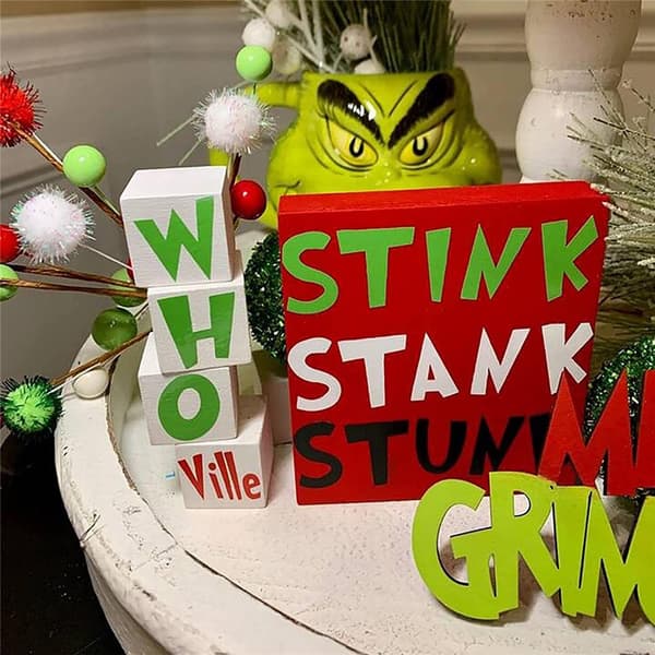 Jul Grinch Bricka Dekoration Hus Festlig Dekoration