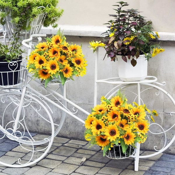 Kunstige blomster Kunstige solsikkebuketter Falske blomster til bryllupsdekoration Brud holder blomster DIY haveindretning