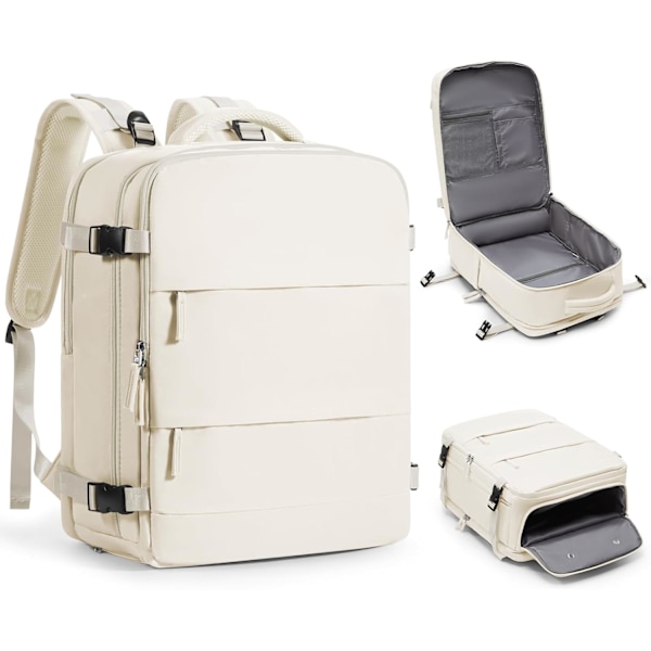 Stor rese-ryggsäck, godkänd för flyg, reseryggsäck, personlig väska för flygbolag, personlig väska för Frontier Airlines, beige