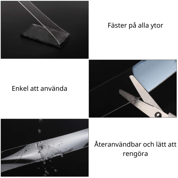 Dubbelhäftande transparent nanotape i flera längder 1M