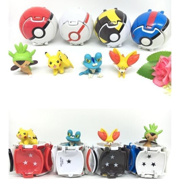 4 P-okémon Throw N Pop Poke Ball med Action Figur Legetøjs Sæt zdq