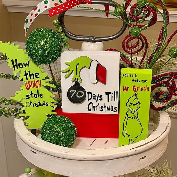 Jul Grinch Bricka Dekoration Hus Festlig Dekoration
