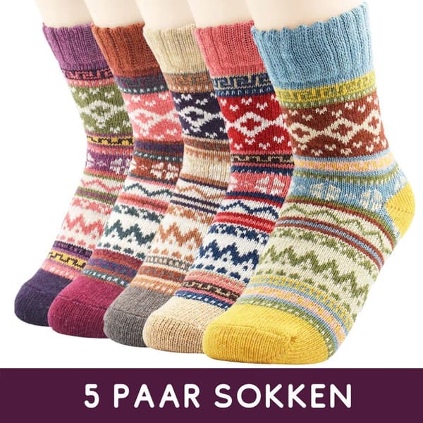 Uldne varme vinterstrømper, damestue-strømper, stil, størrelser 34-37 Retro sock set with wool 34-37