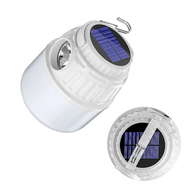 LED campinglampe solcelledrevet, bærbar super lys campinglampe med 4 belysningstilstande, genopladelig