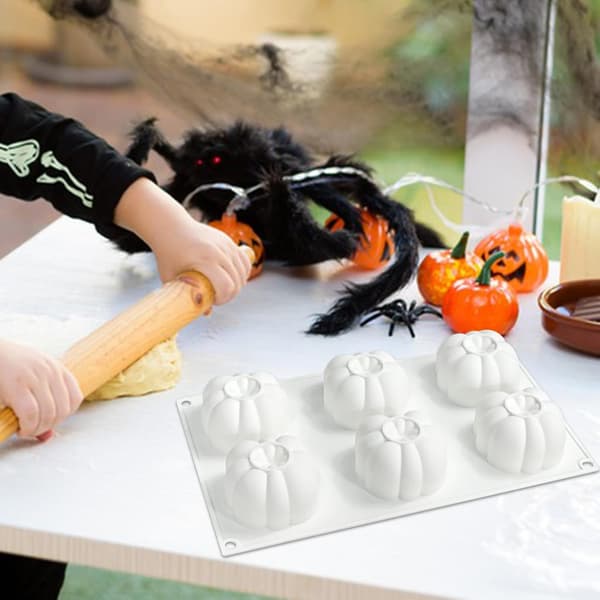 Græskarform - 6 Græskardelsform til kager til dessertkagechokolade gelé efterår halloween bagværk og slik