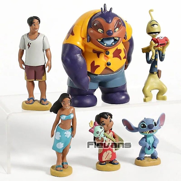 Lilo & Stitch Lilo Nani David Jumba Pleakley PVC-figurer Leksaker för Barn Kollektion Födelsedagspresenter 6 st/set