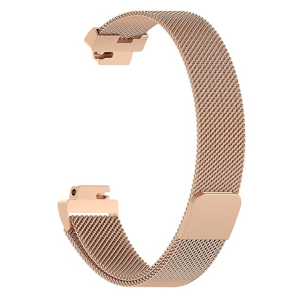 Ruostumattomasta teräksestä valmistettu magneettinen ohut mesh-ranneke rannekelloon, yhteensopiva Fitbit Inspire Hr Rose Goldin kanssa Rose Gold S