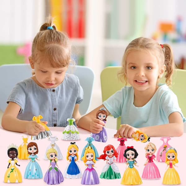 12 Prinsesse Figurer Legetøj med 24 Stykker Tøj Prinsesse Transformations Legetøj Perfekt Dek[mo]