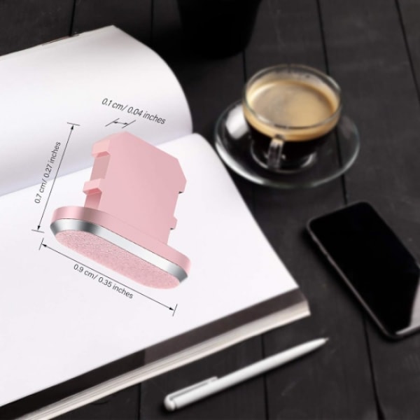 (Pink) 4 Støvbeskyttere, Kompatibel med iPhone 11, 12 Anti-støv Opladningsdæksel Kompatibel med iPhone 11, 12, Pro, Max/X/XS/XR, 7, 8 Plus, iPad Mini/Air