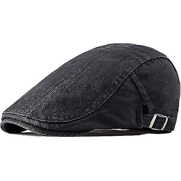 Dww-miesten litteät lippikset, naisten vintage-lippikset, Peaky Newsboy Irish -hatut, Justerbar litteä lippis, Svart