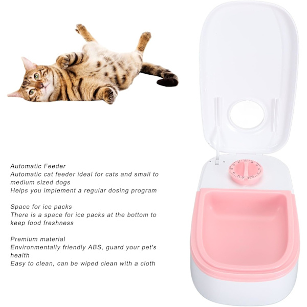 Automatisk kattefoderautomat med timer, aftagelig intelligent automatisk kattefoderautomat til enkelt måltid til katte (Pink) pink