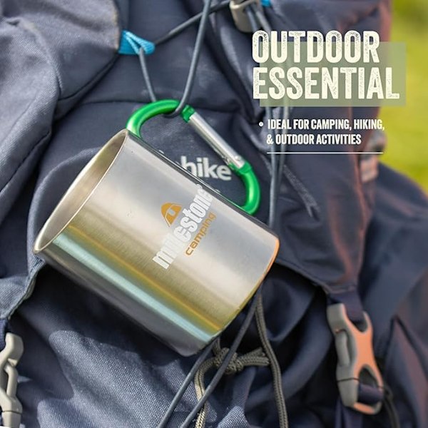 300ml Rostfri Stål Karbinhake Mugg Te Kopp Camping Vandring Picknick