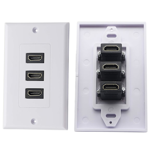3-Porttinen HDMI 2.0 Seinälevy Komponentti HDMI Komponentti Komposiitti Audio Seinäkiinnityspistorasia, Tukee 4K 60Hz 1080P Täydellisesti (3 HDMI)