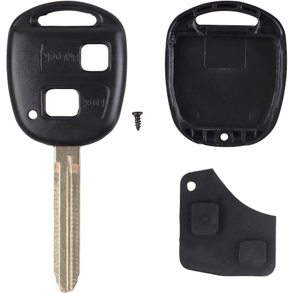 Fjernbetjenings nøgleskal 2 knapper med gummipuder til Yaris Tarago RAV4 Camry Corolla Avensis Prado