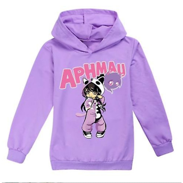 Barn Drenge Piger Aphmau Hoodie Langærmet Toppe Sweatshirt Pullover Lilla Purple 160CM 11-12Y