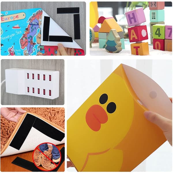 Selvklæbende velcrobånd 8 meter ekstra stærkt, dobbeltsidet (sort)