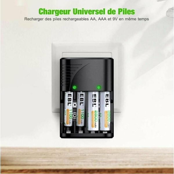 Universal SR AA/AAA/9V batterioplader, 6802 hurtigoplader