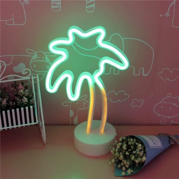 LED neon skyltar med kokosnötsträd, LED skyltar med bas, nattlampor[mo]