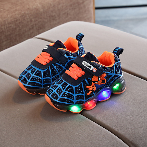 Børns Sportsko Spiderman Lighted Sneakers Børn Led Lysende Sko Til Drenge Sort black 22