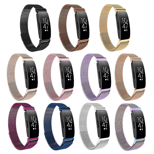 Rostfritt stål Magnetisk tunn mesh watch Handledsrem kompatibel Fitbit Inspire Hr Rose Gold Rose Gold S