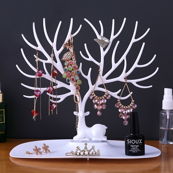 Smykkestativ, Dekorativt smykketræ, Halskædeopbevaring, Armbåndsstativ, Antler Tree Design Armbånd Halskæde Organizer white