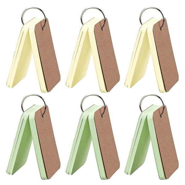 Blanka Registerkort Färgade Flashkort med Ringpärm för Skola, Inlärning, 6-pack, 2,16\"x3,5\", 300 Stycken Gul* Grön