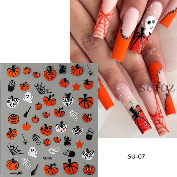 5D Röd Ond Ögonkula Nagelsticker Präglad Halloween Dekoration Blod Spindel Design Centipede Skorpion Manikyr Slider LEB5D-K257 SU-07