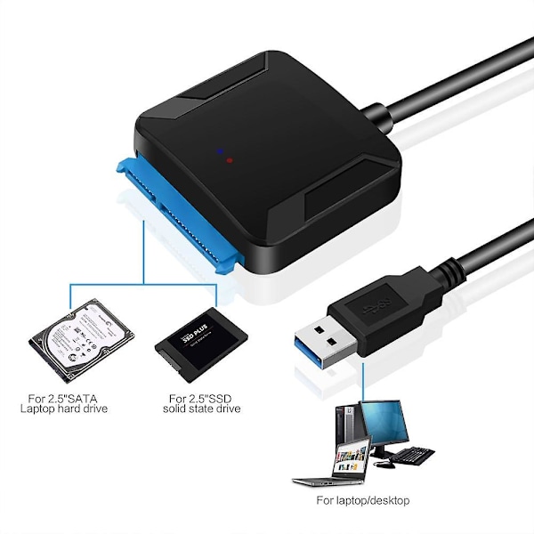 USB 3.0 till SATA-kabel USB3.0 Hårddiskadapter Konverterare 2.5/3.5 Tum Extern HDD SSD Adapter för Laptop Xbox One Xbox 360 PS4