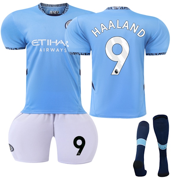 2024-2025 Manchester City Home Children's Football Kit No. 9 Haaland